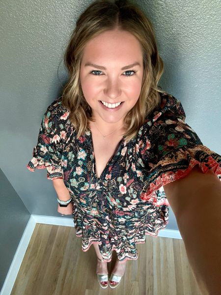 We went out last night for an early Dog mom weekend celebration. The weather was amazing and I’ve been dying to wear this dress. I just love the print and colors. I paired it with these platform sandals which feel like a heel but super comfortable to walk in. Simple and easy was the idea for last night  

#LTKShoeCrush #LTKStyleTip #LTKMidsize