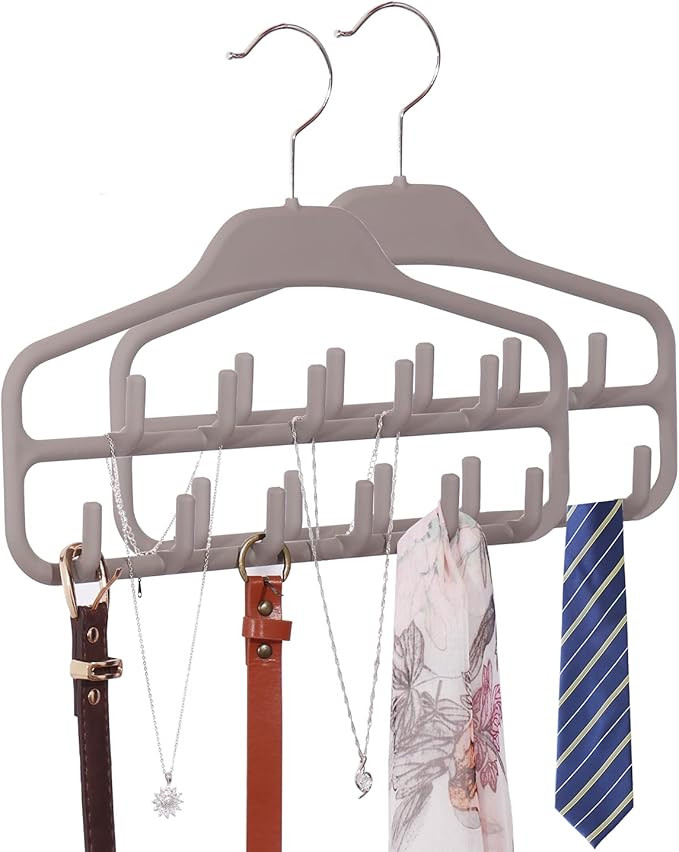 CQQDOQ 2 Pack Belt Rack Hanger for Men & Women,360 Degree Rotating Tie Hanger Organizer with 11 S... | Amazon (US)