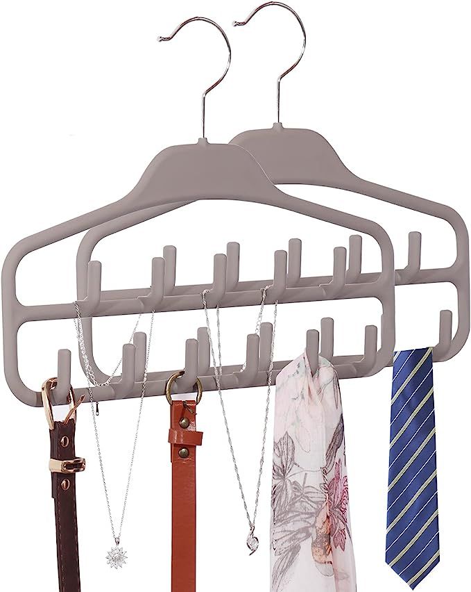 CQQDOQ 2 Pack Belt Rack Hanger for Men & Women,360 Degree Rotating Tie Hanger Organizer with 11 S... | Amazon (US)