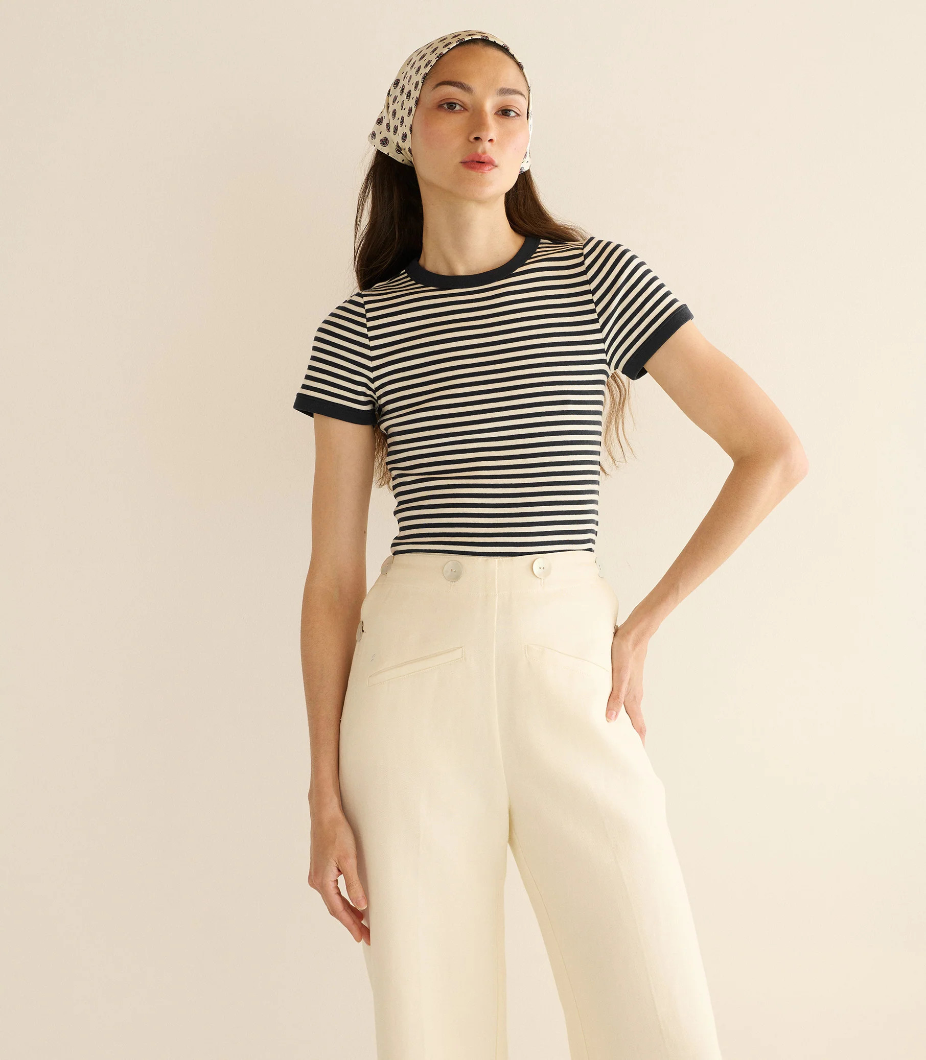 Vivi Tee - Black Nantucket Stripe | DÔEN | DOEN