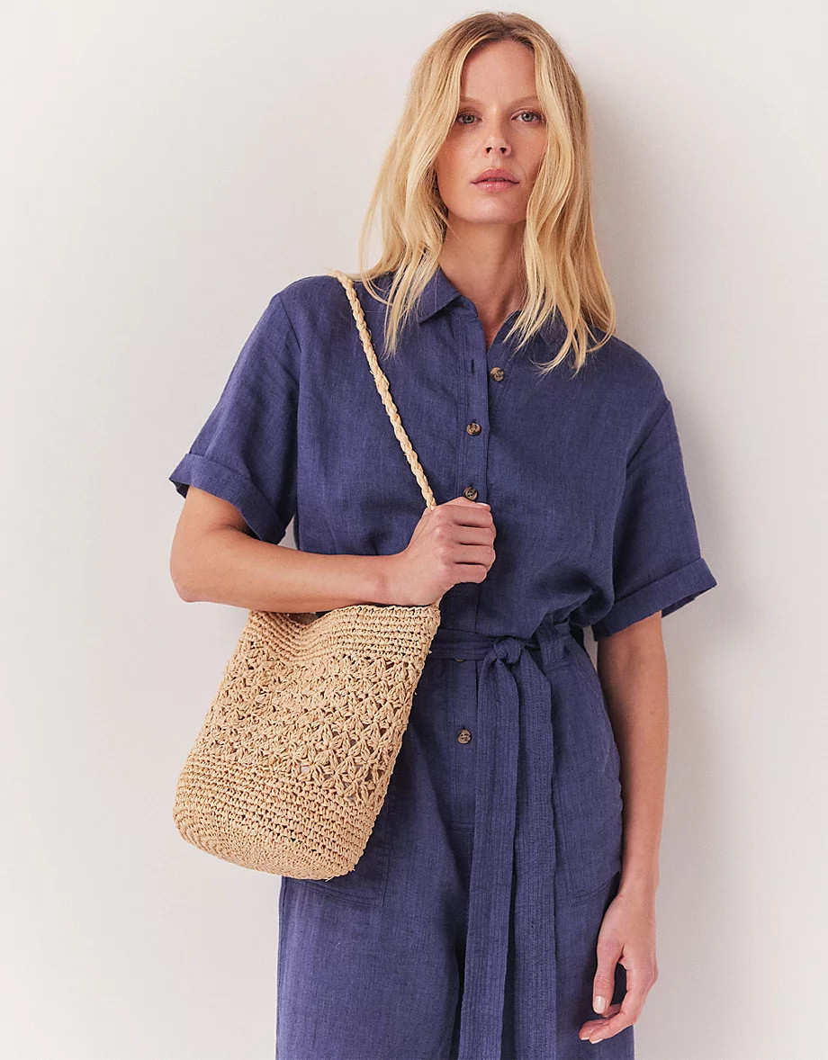 Floral Raffia Bucket Bag | The White Company (UK)