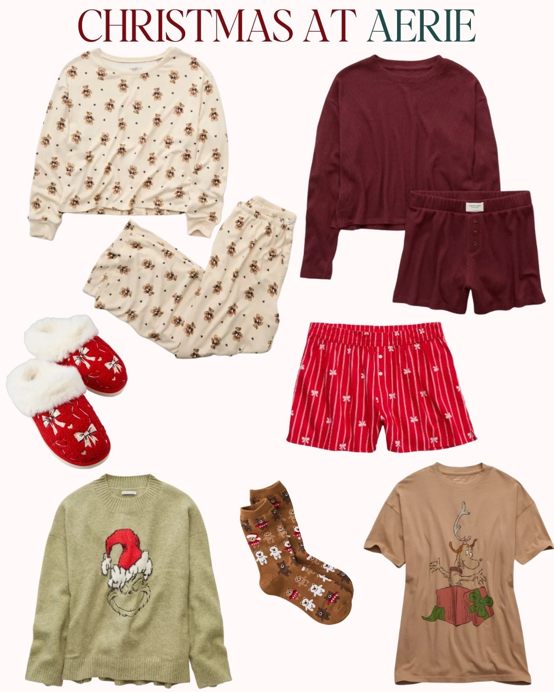 #aerie #ae #americaneagle #christmas #holidayseason #christmaspajamas #pajamas #loungewear #sleepshorts #socks #slippers 



#LTKGiftGuide #LTKHoliday #LTKCyberWeek