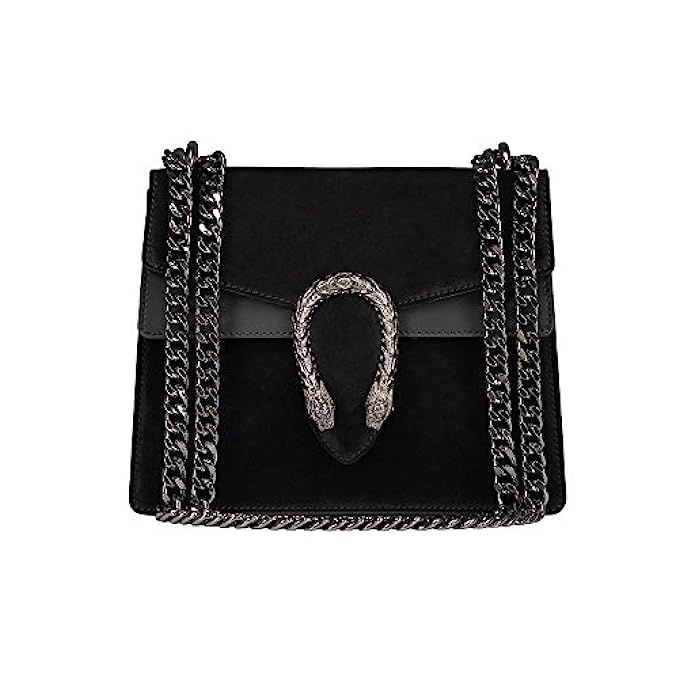 RACHEL Italian cross body chain bag, designer evening purse, flap bag, suede genuine leather | Amazon (US)
