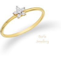 Diamond Flower Ring, 14K Gold Minimalist Dainty Cluster Tiny Flower, Christmas Sale | Etsy (US)