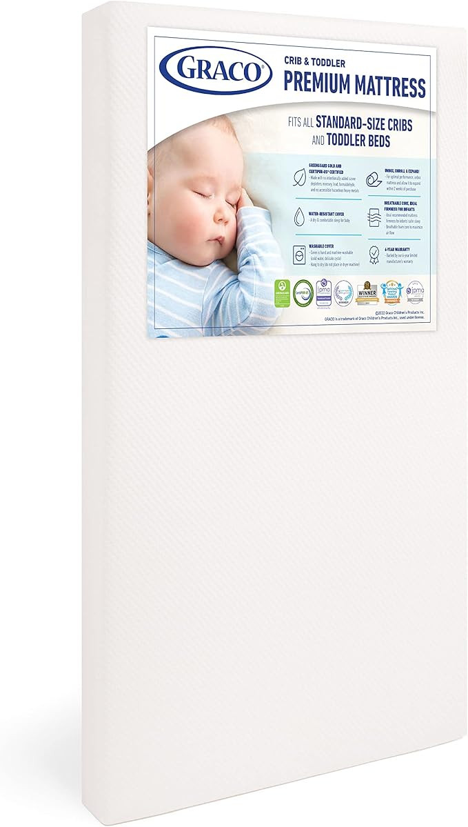 Graco Premium Foam Crib & Toddler Mattress – GREENGUARD Gold and CertiPUR-US Certified, 100% Ma... | Amazon (US)