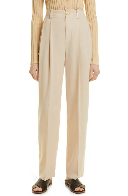 Vince Tapered Stretch Wool Trousers in Pale Fawn/Milk at Nordstrom, Size 00 | Nordstrom