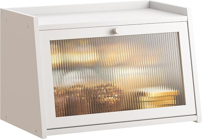 Large Bread Box, Easy Access & Cleaning - Bamboo Bread Box for Kitchen Countertop with Acrylic Do... | Amazon (US)