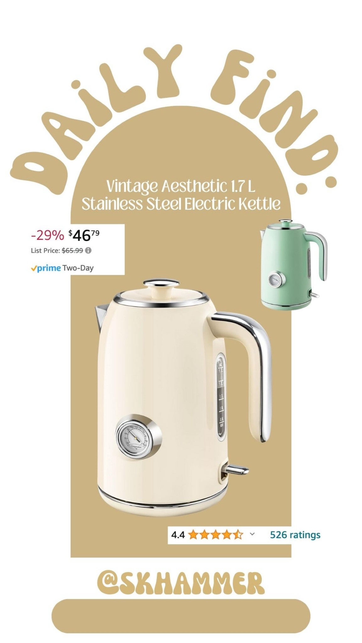 Daily Find! An easy way to ensure I am drinking enough water every day, is by including a cup (or two) of tea into my night time routine! I’ve linked THE CUTEST kettle I found on Amazon & it is such a great price!