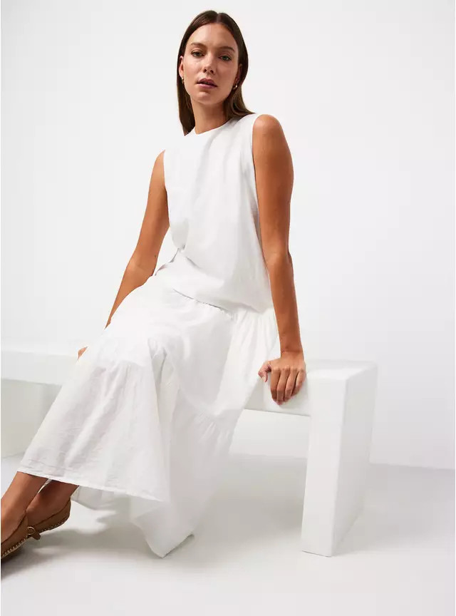 White Drop Waist Sleeveless Tiered Dress 14 | Tu Clothing