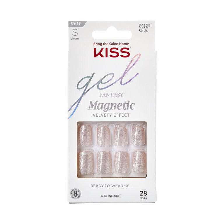 KISS gel fantasy, press-on nails, dignity, silver, short squoval, 28 count - Walmart.com | Walmart (US)
