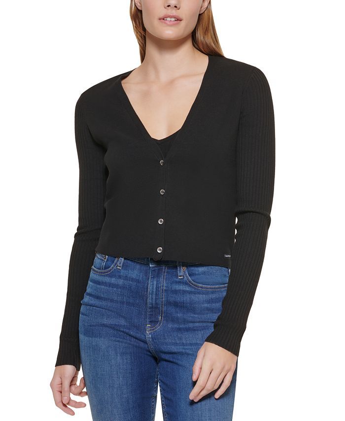 Ribbed Cropped Cardigan | Macys (US)