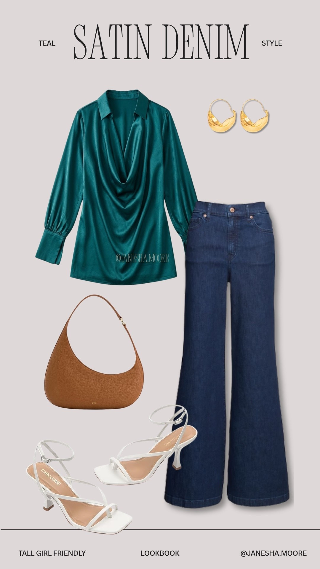 Teal Satin Denim |  I am 5’9 ~ 200 lbs wearing a medium top — top is old so I linked similar ones! and large tall in the jeans (use janeshaxspanx for 20% off)

#LTKStyleTip #LTKMidsize #LTKOOTD