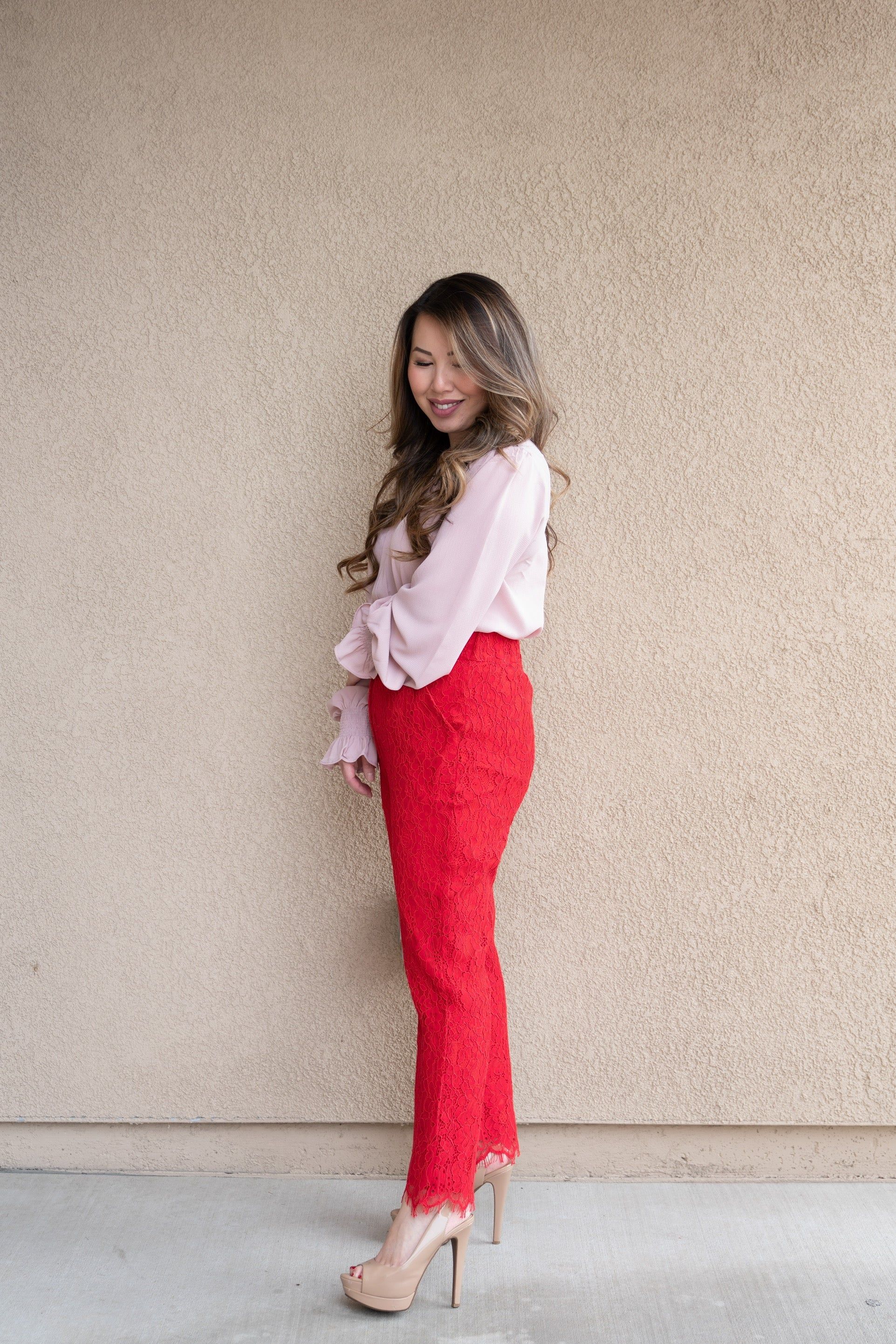 I Love Beeing with You Lace Pants (Red) | Bee Petite Boutique