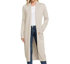 GRACE KARIN Essential Solid Open Front Maxi Long Knitted Cardigan Sweater for Women | Amazon (US)