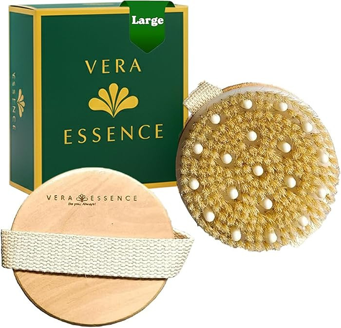 Large Dry Brushing Body Brush - Natural Boar Bristle Brush for Lymphatic Drainage, Cellulite, Blo... | Amazon (US)