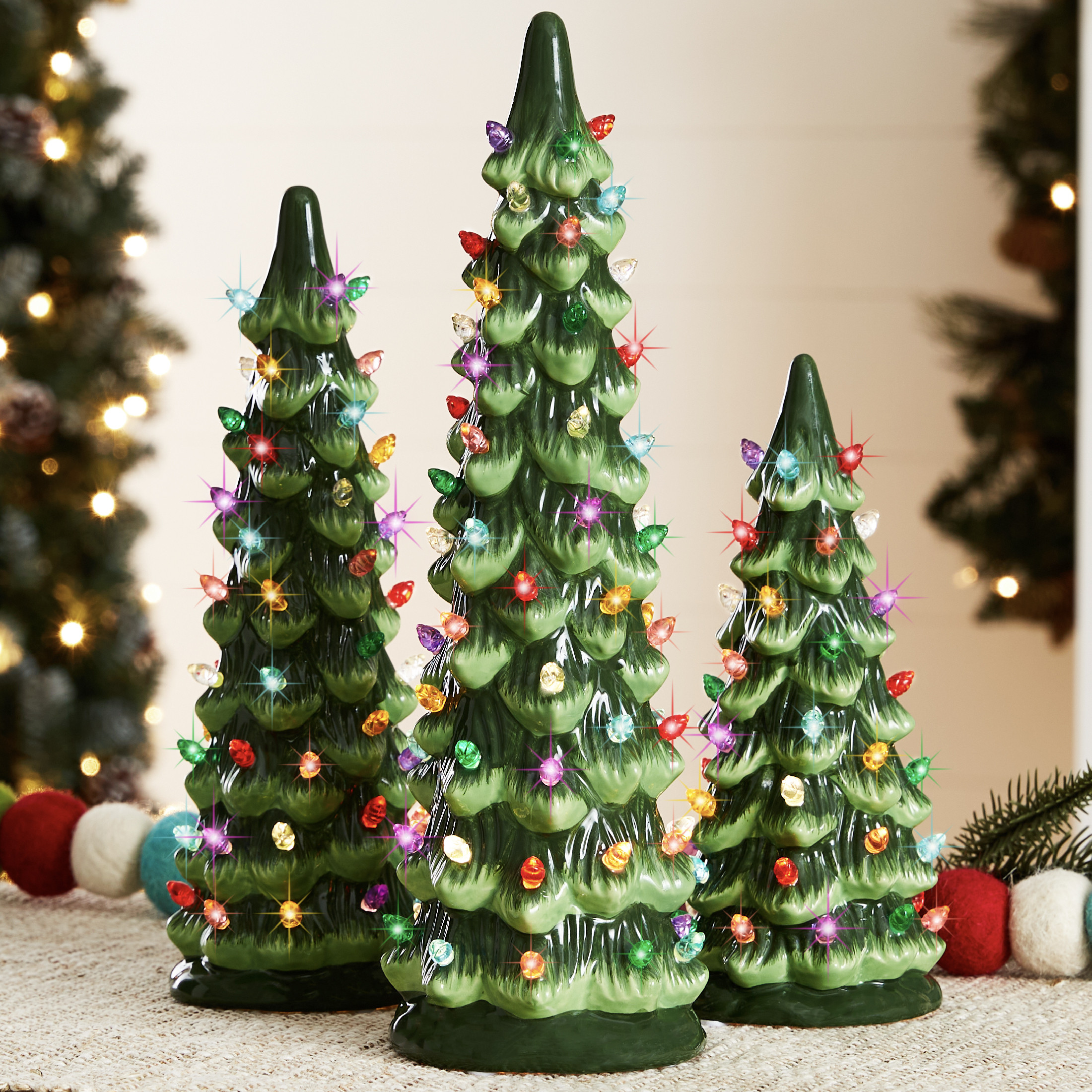 Best Choice Products Set of 3 Pre-Lit Hand-Painted Ceramic Tabletop Christmas Trees w/ Multicolor... | Walmart (US)