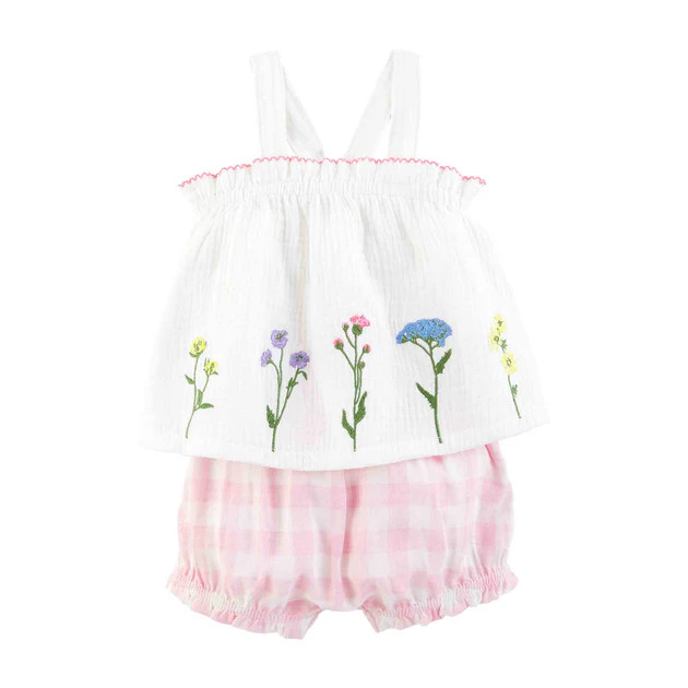Flower Embroidered Bloomer Set | Classic Whimsy