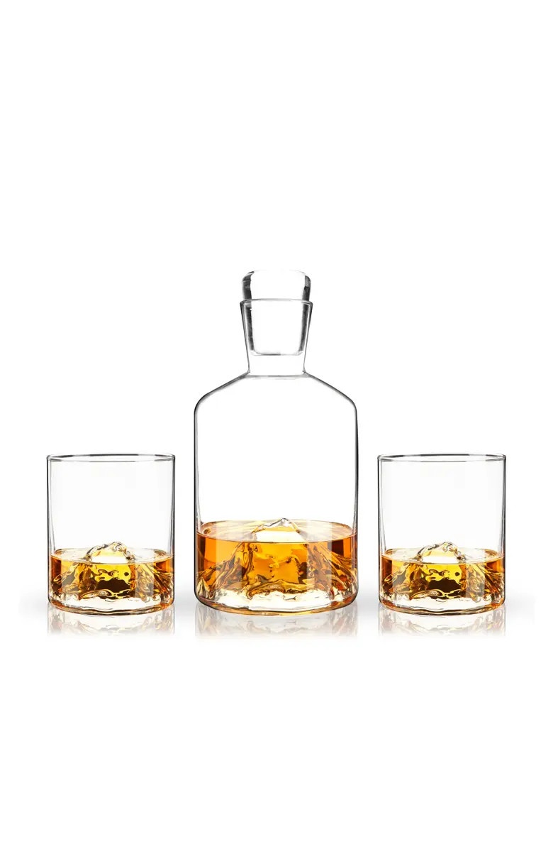 Mountain 3-Piece Crystal Liquor Decanter and Tumbler Set | Nordstrom