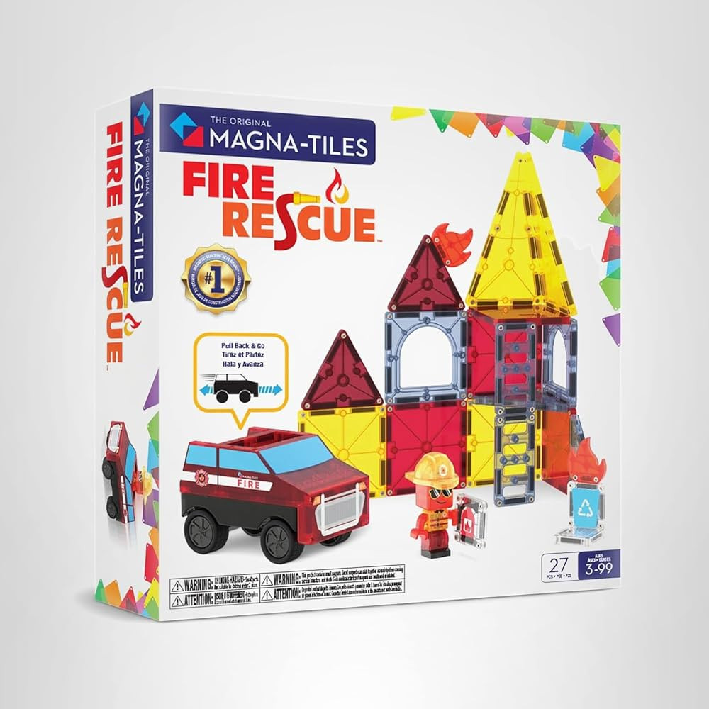 MAGNA-TILES Fire Rescue 27-Piece Magnetic Construction Set, The Original Magnetic Building Brand | Amazon (US)