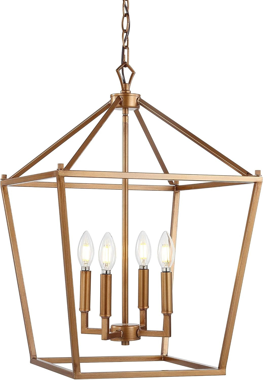 JONATHAN Y JYL7437B 16" Farmhouse Lantern Chandelier, 4-Light Industrial Metal Cage Pendant Light... | Amazon (US)