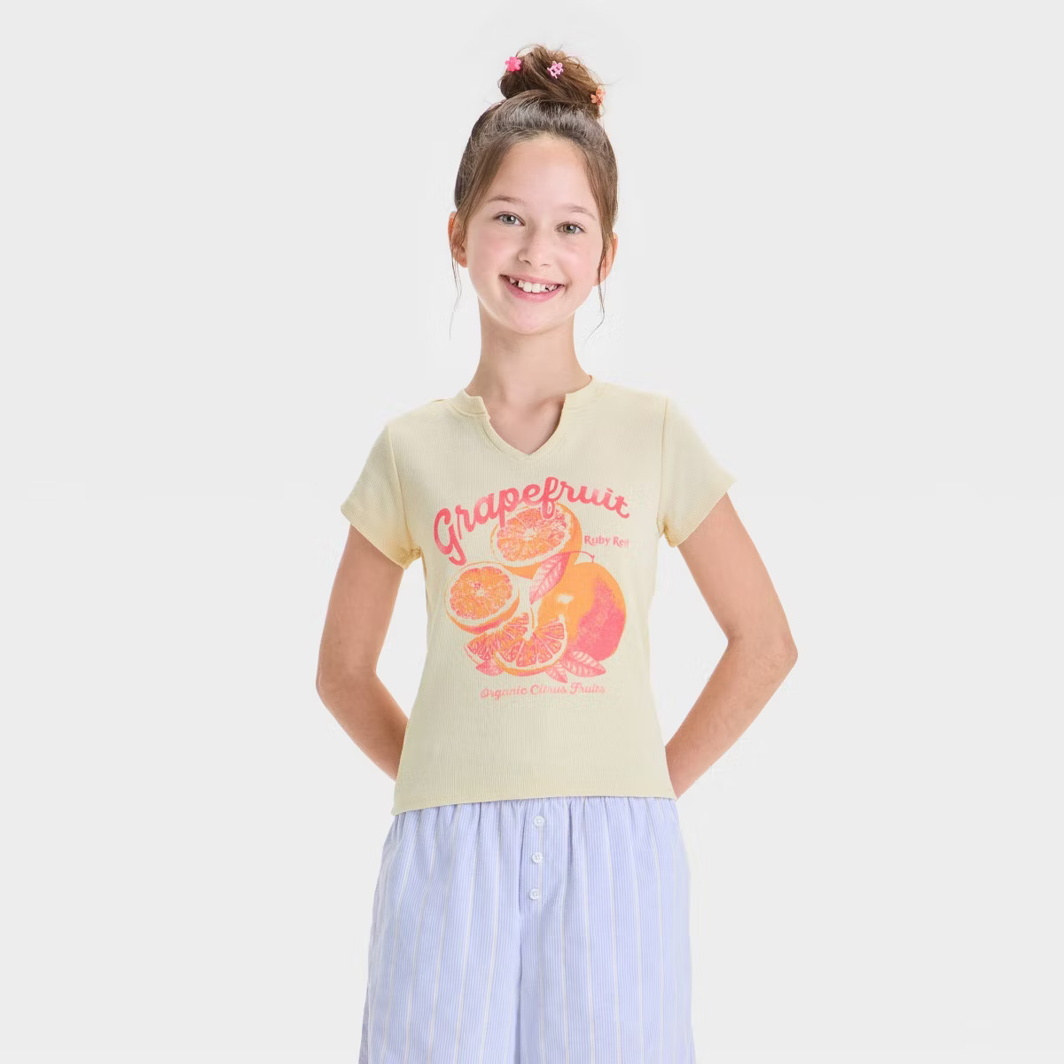 Girls' Short Sleeve Notched Neck Graphic T-Shirt - art class™ | Target
