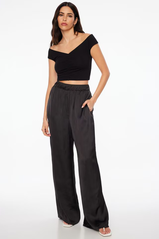 Heidi Wide Leg Satin Pants | Dynamite Clothing