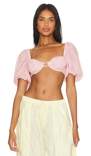 Aria Crop Top in Pink & Yellow Ditsy | Revolve Clothing (Global)