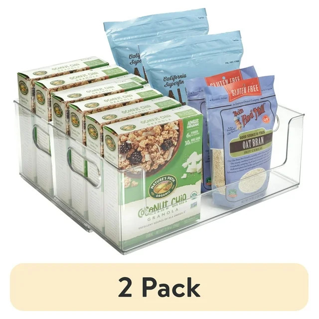 (2 pack) The Home Edit XL Open Front Storage Bin for Kitchen 16" x 10" 6", Clear Plastic | Walmart (US)