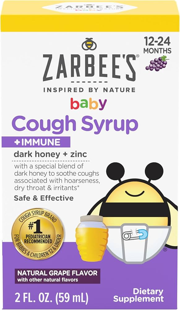Zarbee's Baby Cough Syrup + Immune with Honey, Natural Grape Flavor, 2 Fl Oz | Amazon (US)
