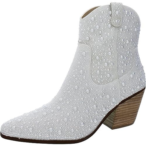 Betsey Johnson Women's Diva Western Boot, Pearl, 8.5 | Amazon (US)