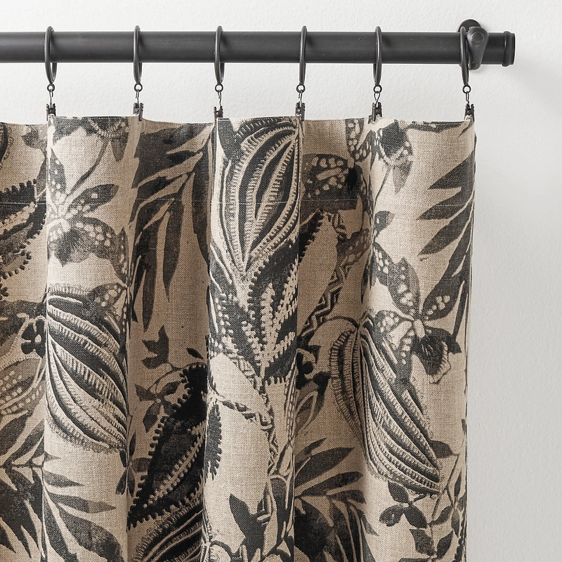 Antigua Linen Black Curtain Panel | Annie Selke