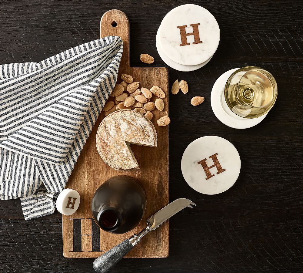 Handmade Alphabet Marble & Wood Coasters - Set of 4 | Pottery Barn (US)