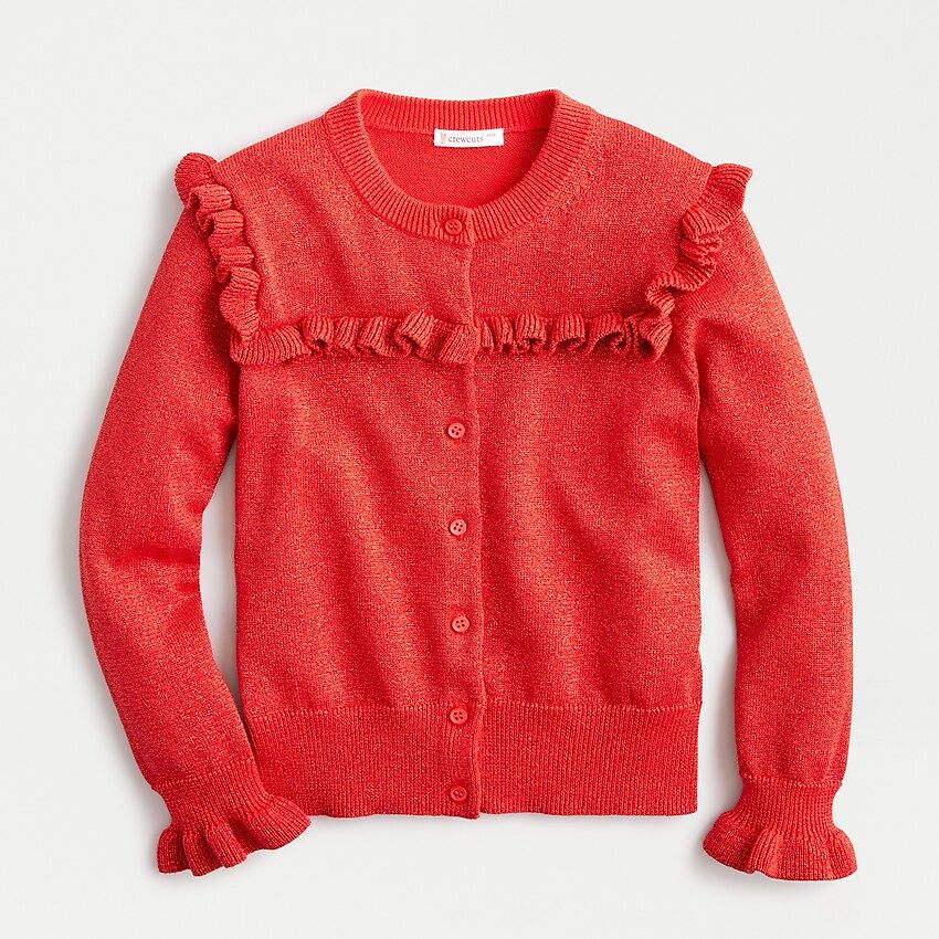 Girls' sparkly ruffle-trimmed cardigan sweater | J.Crew US