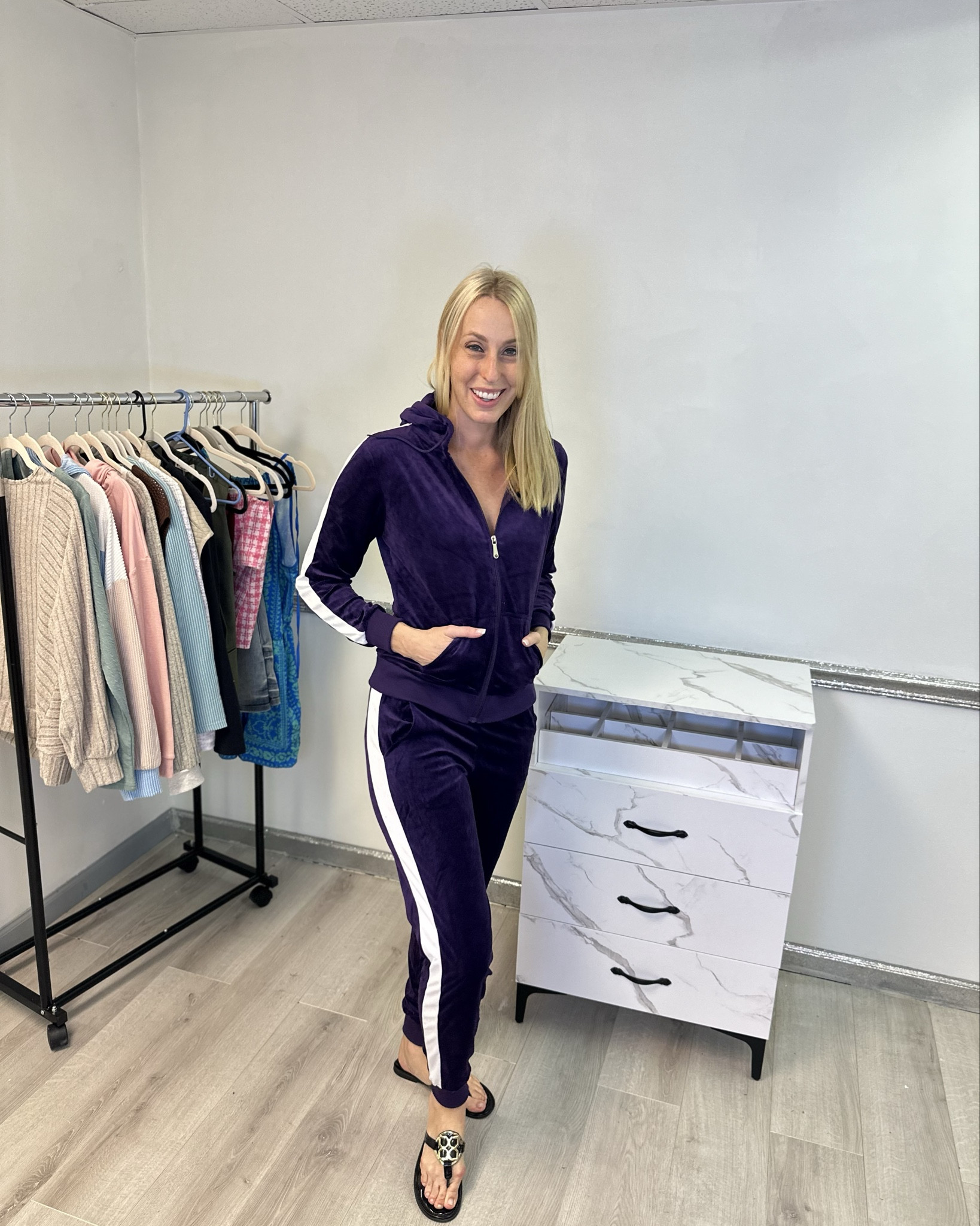 Striped velour jumpsuit
💓this set is super soft and cozy
💓 it does have a little stretch to it
💓 wearing size small, fits true to size and I am 5’10”

#LTKFindsUnder50 #LTKFindsUnder100 #LTKStyleTip