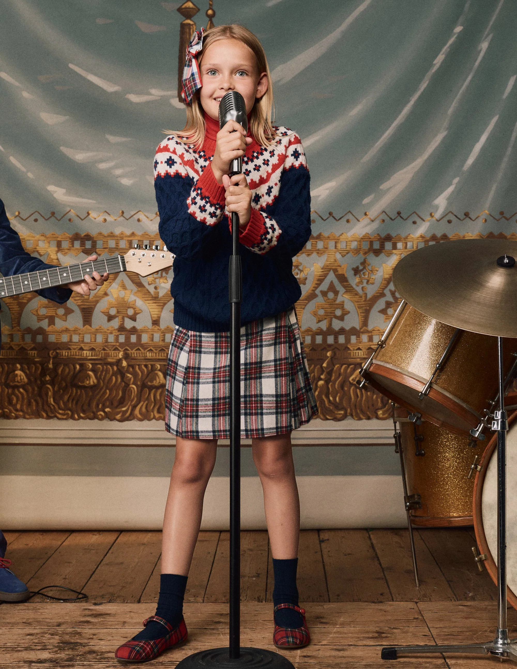 Fully Lined Button Kilt-Red and Soft Ivory Tartan Female Boden | Boden UK