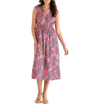 Blush Of Spring Dierdre V-Neck Sleeveless Fit-And-Flare Midi Dress | Dillard's