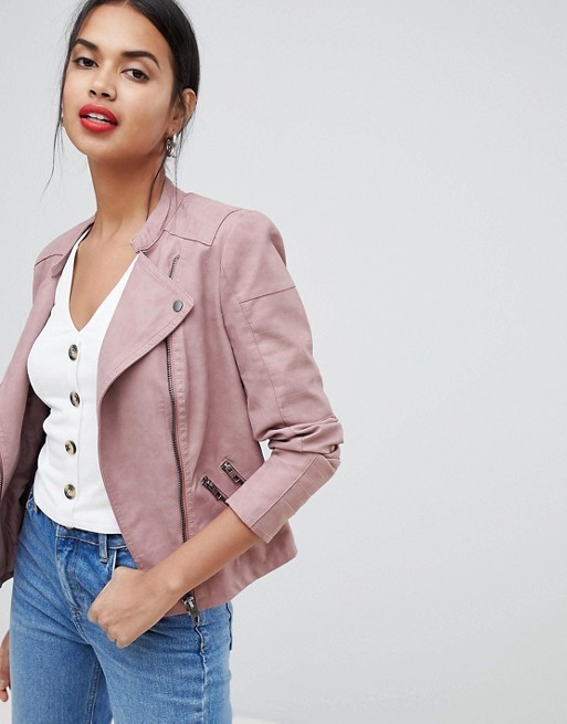 Only faux leather biker jacket | ASOS US
