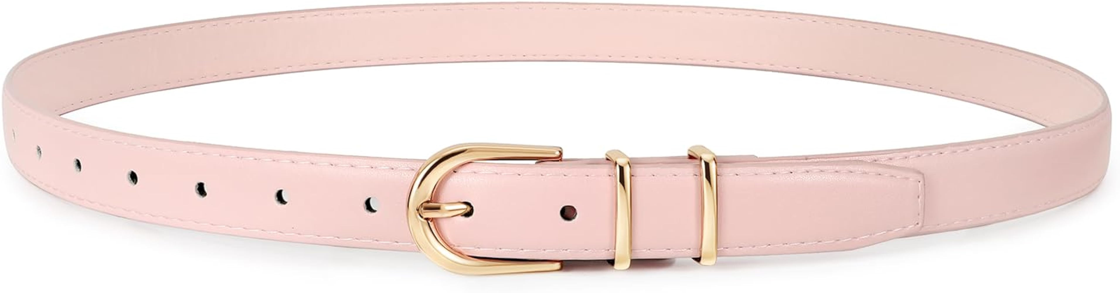 JASGOOD Women Skinny Leather Belt for Jeans Pants Fashion Ladies Thin Belt for Dress with Gold Si... | Amazon (US)