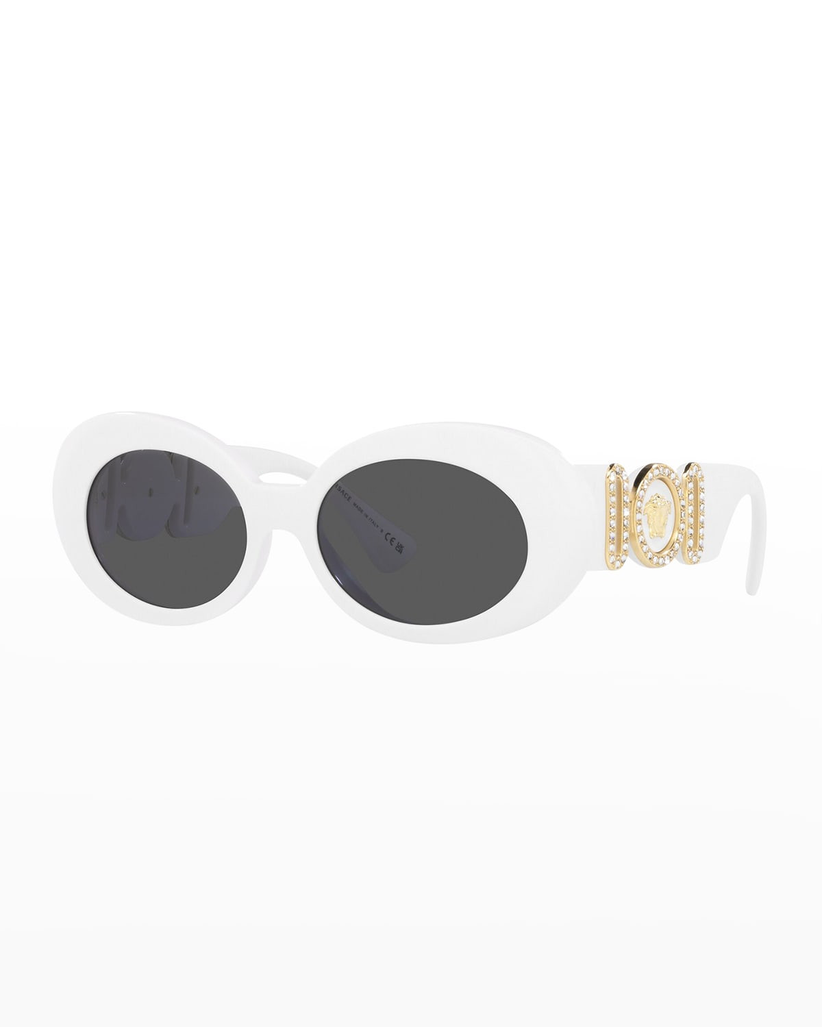 Medusa Embellished Oval Acetate Sunglasses | Neiman Marcus