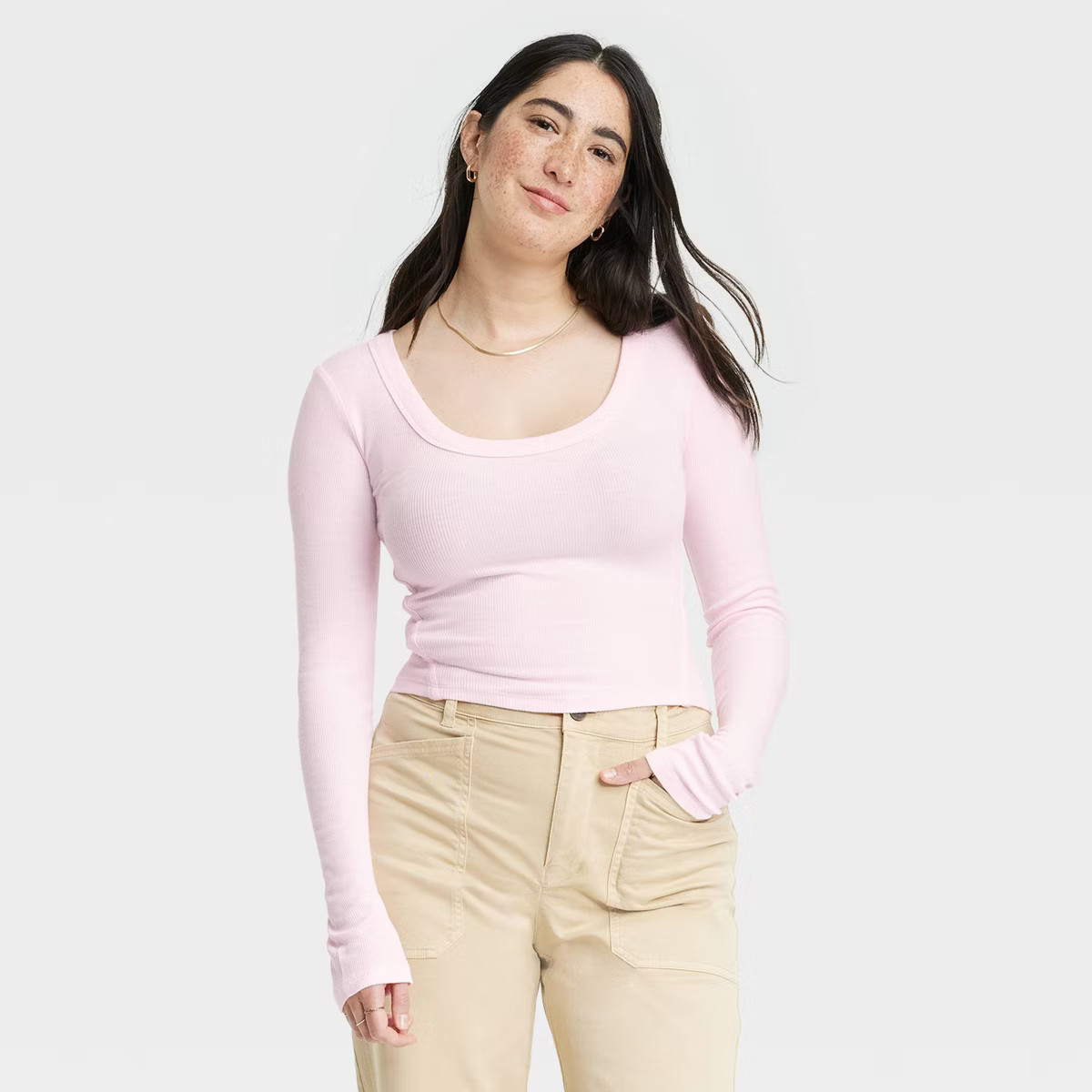 Women's Long Sleeve Ribbed Scoop Neck T-Shirt - Universal Thread™ | Target