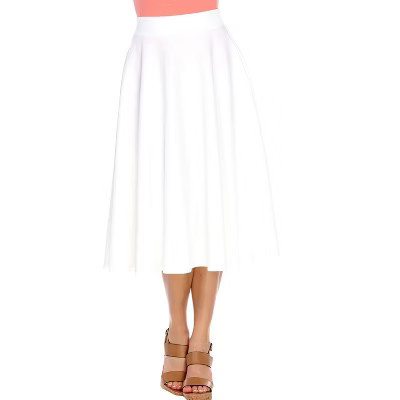 Women's Flared Midi Skirt with Pockets White Medium - White Mark | Target