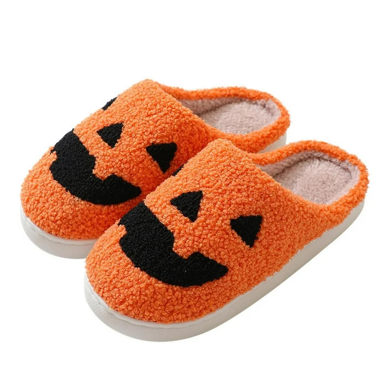 BERANMEY Cute Halloween Slippers for Women Perfect Soft Plush Comfy Warm Slip-On Halloween Pumpki... | Walmart (US)