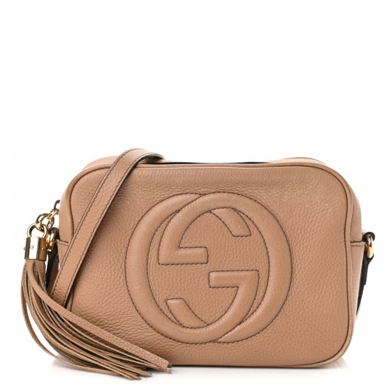 GUCCI Pebbled Calfskin Small Soho Disco Bag Rose Beige | Fashionphile