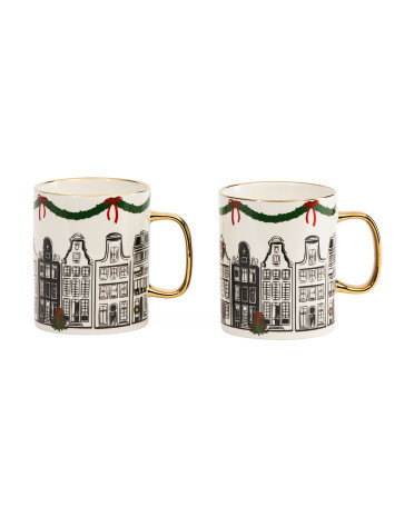 Set Of 2 20Oz Around The World Mugs, Gold | TJ Maxx