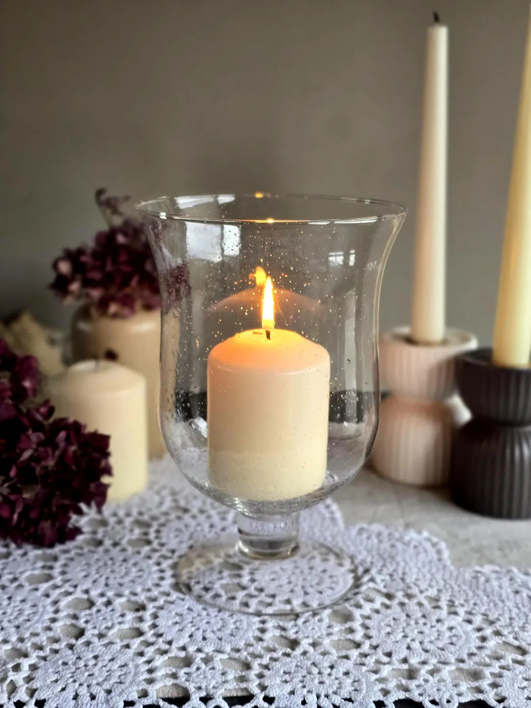 Partylite Hurricane Candle Holder – Hand-blown Bubble Glass Vase – Large 21 Cm Collectible ... | Etsy (US)