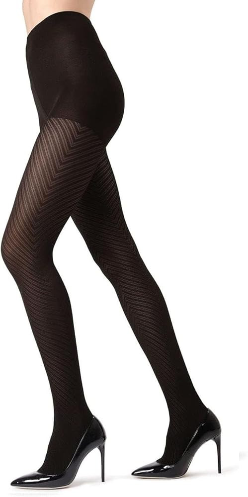 MeMoi Chevron Control Top Tights, Medium-Weight Smoothing Tummy Control Tights, 60 Denier - Sizes... | Amazon (US)