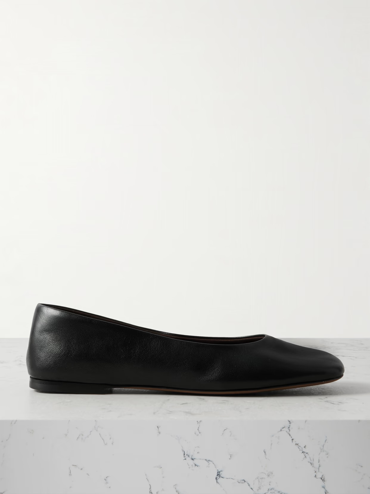 The Row - Leather Ballet Flats - Black | NET-A-PORTER (US)