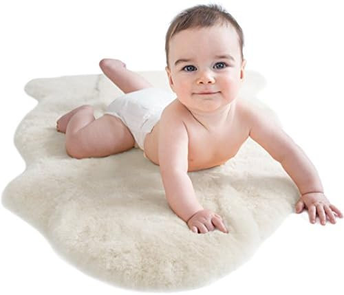 Woolino Sheepskin Luxuriously Soft Fluffy Rug for Bedroom, 100% Natural Australian Merino Wool Lambskin Baby Carpet - Ivory | Amazon (US)