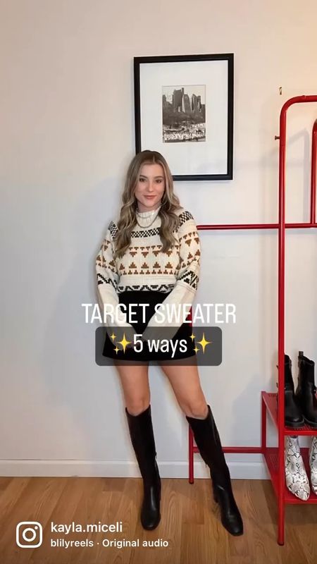 Winter outfit inspo ✨

- sized up to a medium in the target sweater
-flare leggings run TTS. Wearing a small short
- Spanx faux leather leggings run TTS, wearing a small petite 
- camel coat runs a little oversized, wearing a small 
- Abercrombie jeans run TTS, wearing a 26 short
- Steve Madden booties also run TTS 
- Black mini skirt is from princess Polly, runs TTS wearing a 2 petite, linking similars! 
- black tights TTS 
- mini ugg dupes run small, sized up a full size! 
- black knee high boots also run TTS 

Winter fashion 2022, easy outfit, target fashion, target finds, sweater weather 

#LTKSeasonal #LTKshoecrush #LTKunder50