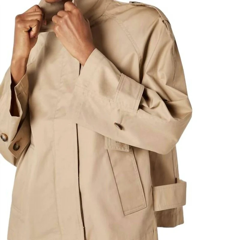 APRICOT Short Trench Coat In Stone - Brown - L | Verishop